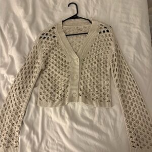 Cream Open-Knit Women's Sweater